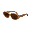 Bamboo Belle Honey amber polarized sunglasses with bamboo temples, three-quarter view