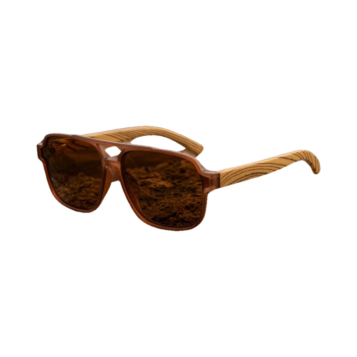 Flight Club Red bamboo sunglasses on white background
