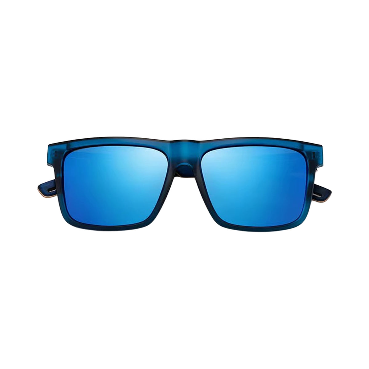 Panda Ocean blue sunglasses with blue mirrored lenses, front view