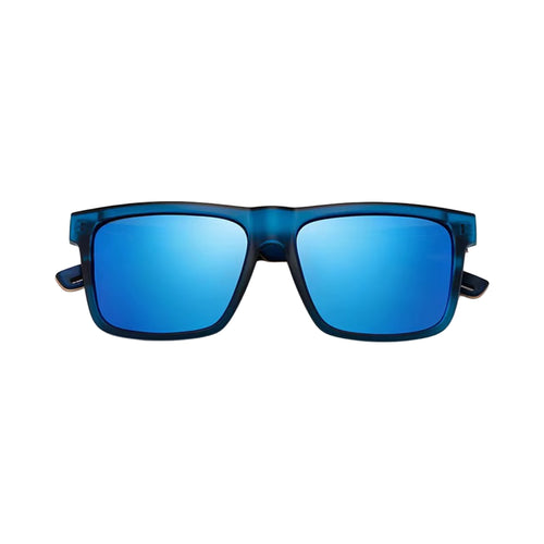 Panda Ocean blue sunglasses with blue mirrored lenses, front view